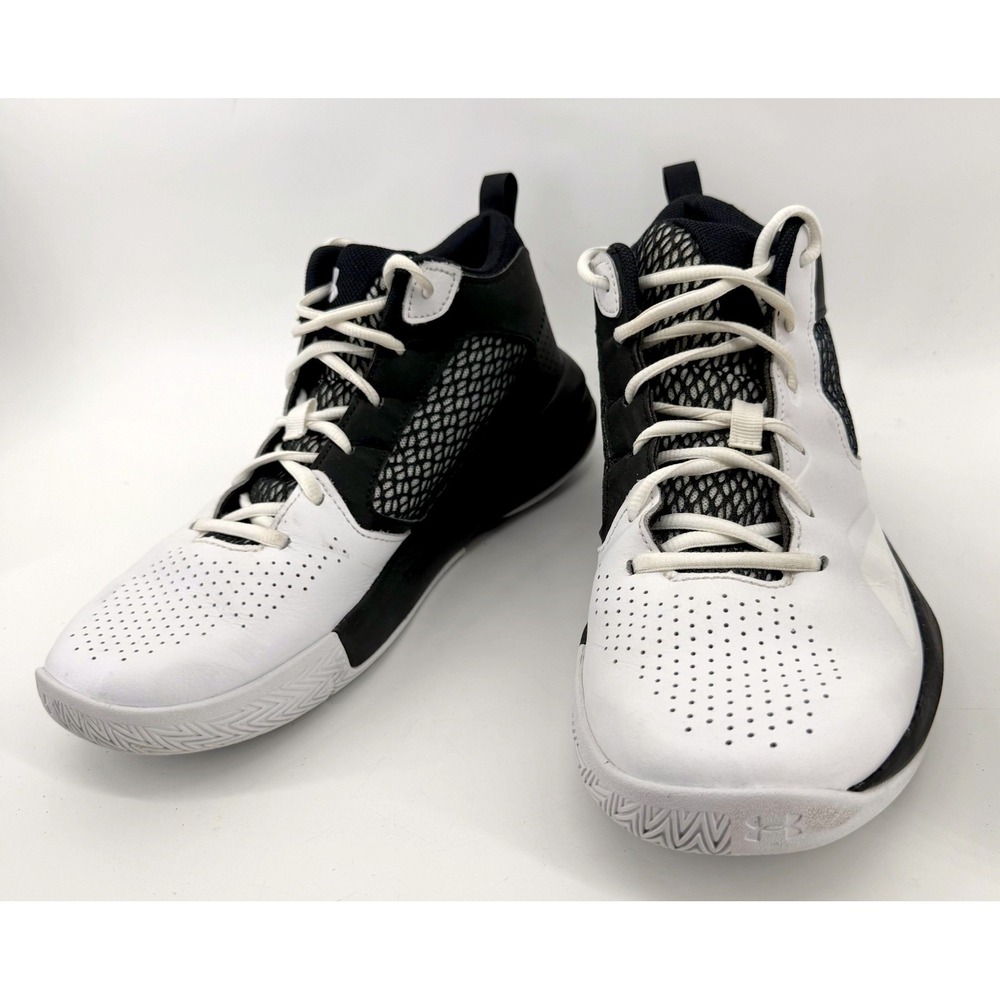 Under Armour Lockdown 5 Basketball Shoes Mens 10 White Black Athletic Shoes - Picture 2 of 11